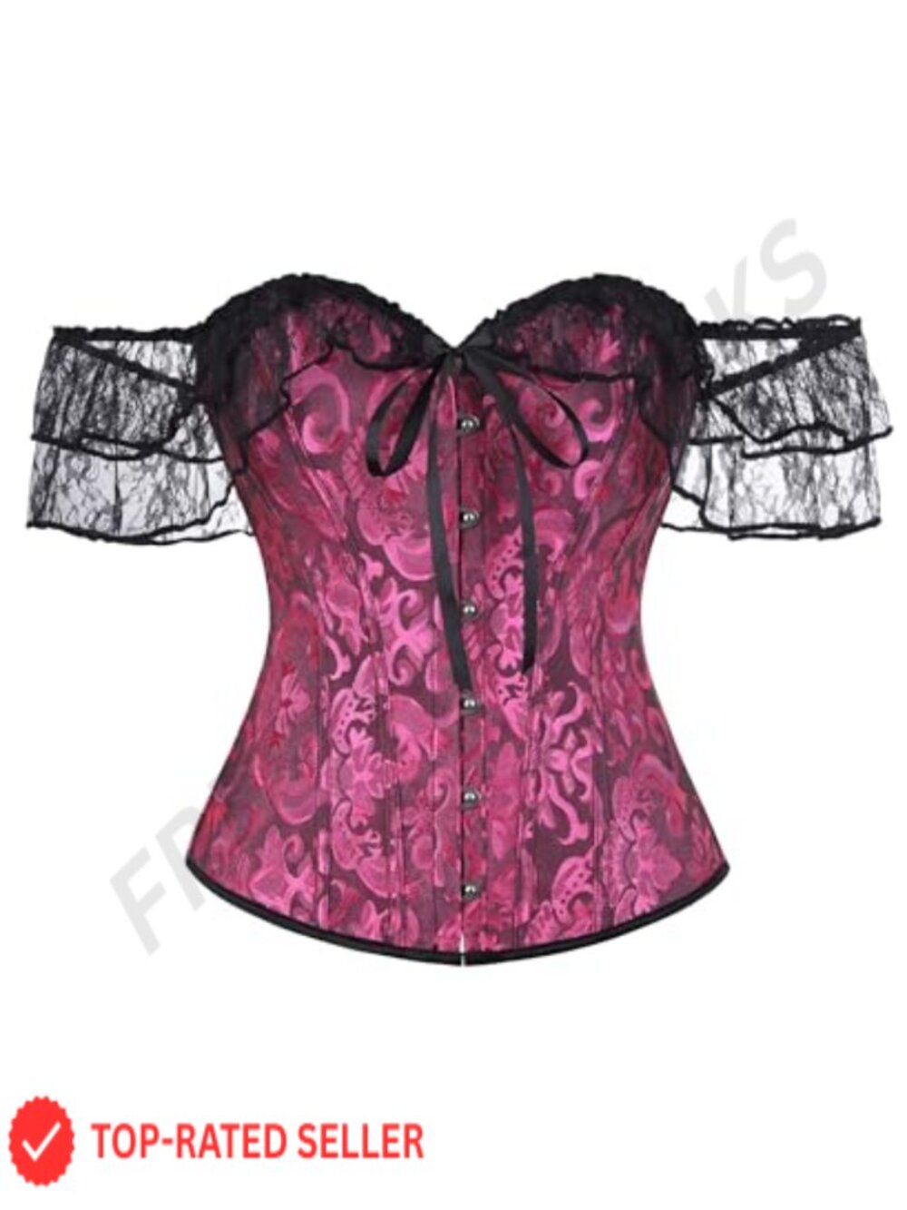 Womens Vintage Corset Top Off Shoulder Spaghetti Strap Bowknot Bustier